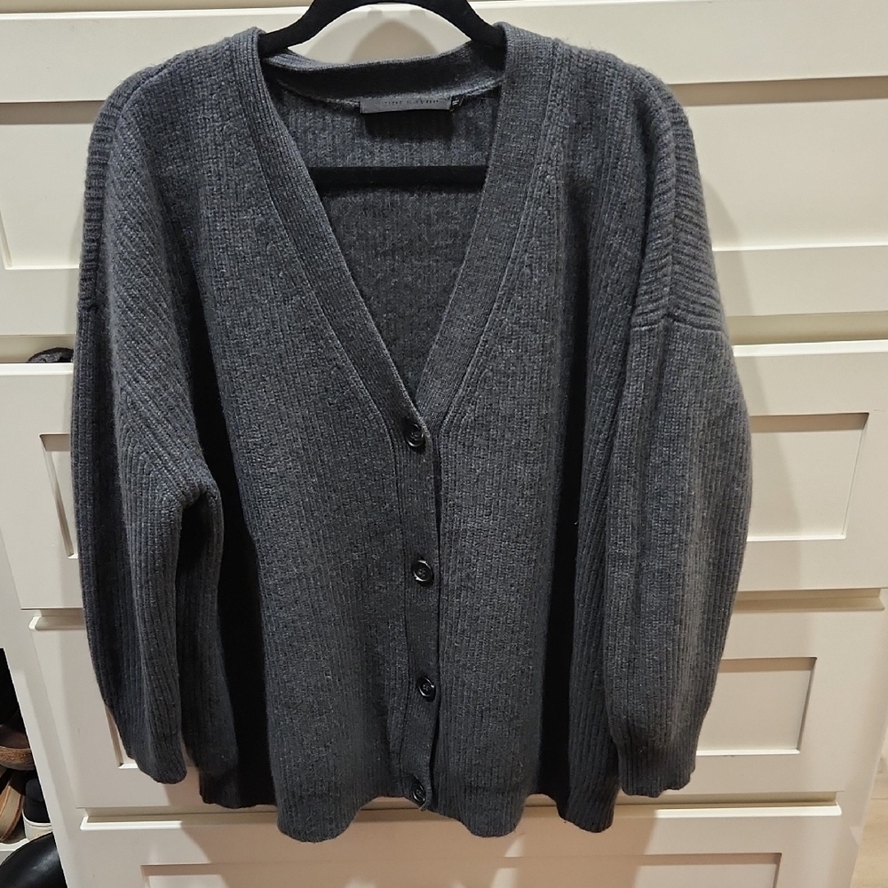 Jenni Kane Dark Gray Cashmere Cardigan Sweater - Picture 9 of 9